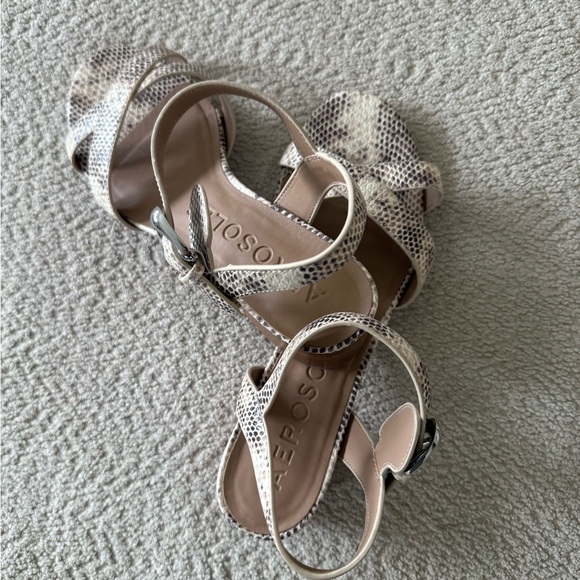 AEROSOLES Cream Brown Heeled Sandals with Woven Texture
Size is 9 1/2 wide. - Picture 3 of 3